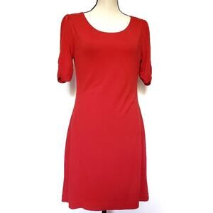 Banana Republic Factory Shift Dress Womens Size Small Red Short Sleeve Midi